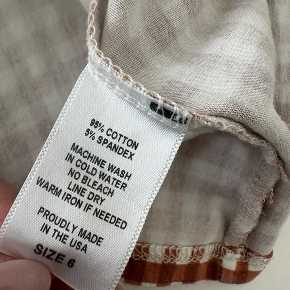 Remi Girl Gingham Rust/White Cotton Dress, Girls Size 6, Puff Sleeves - Picture 5 of 9